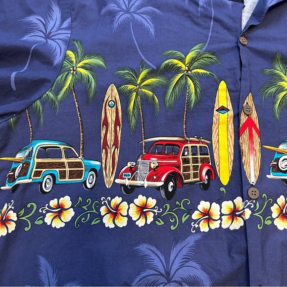 Hawaiian Reserve Collection Men’s Large Surfboard Pattern Button Up Shirt - Picture 6 of 8